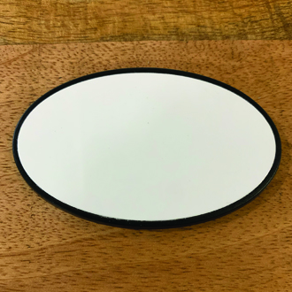 Oval Black Plastic Backed Metal Name Badges 73mm x 43mm